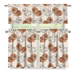 Cute Pomeranian Pattern Print 3 Piece Kitchen Curtains