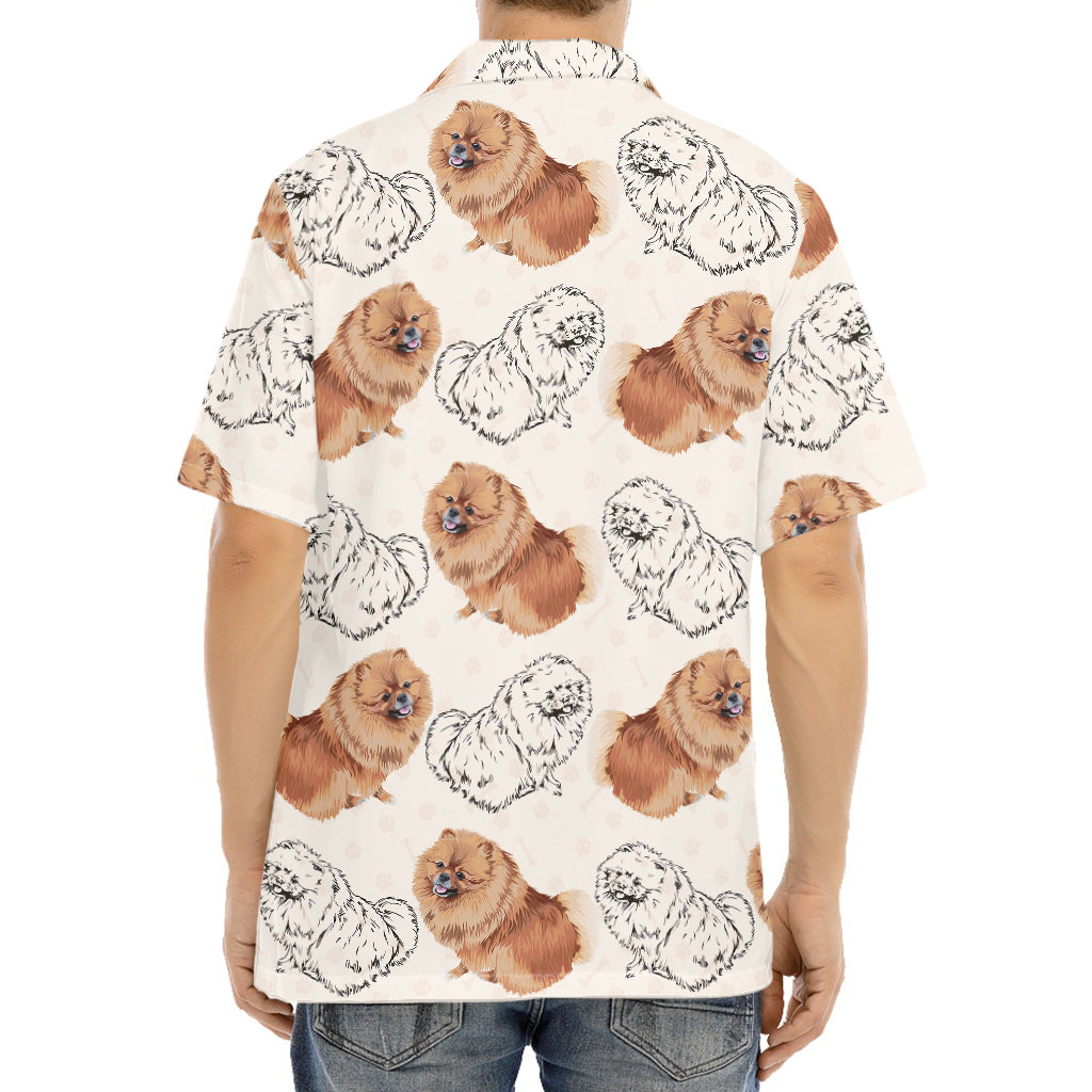 Cute Pomeranian Pattern Print Aloha Shirt