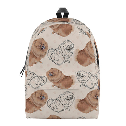 Cute Pomeranian Pattern Print Backpack