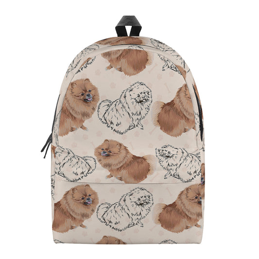 Cute Pomeranian Pattern Print Backpack