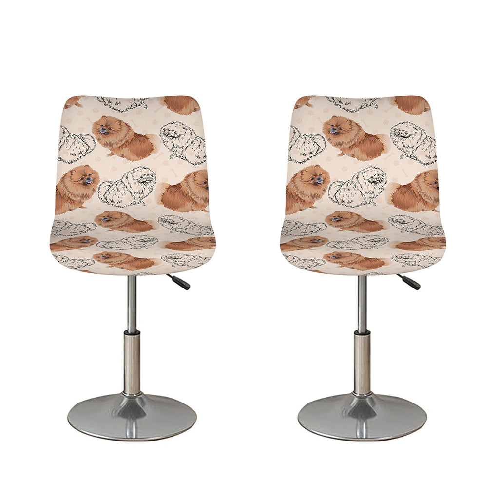 Cute Pomeranian Pattern Print Bar Stool Covers