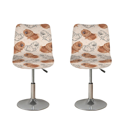 Cute Pomeranian Pattern Print Bar Stool Covers