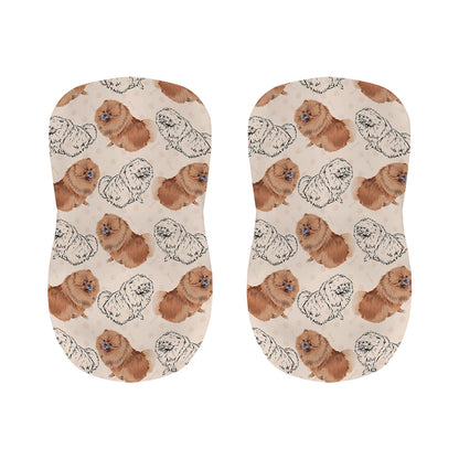 Cute Pomeranian Pattern Print Bar Stool Covers