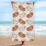 Cute Pomeranian Pattern Print Beach Towel
