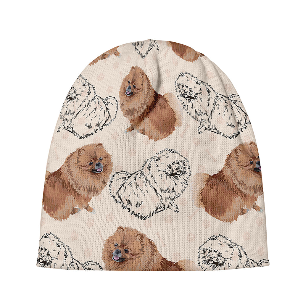 Cute Pomeranian Pattern Print Beanie