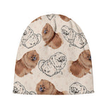 Cute Pomeranian Pattern Print Beanie