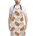 Cute Pomeranian Pattern Print Bib Apron With Pocket