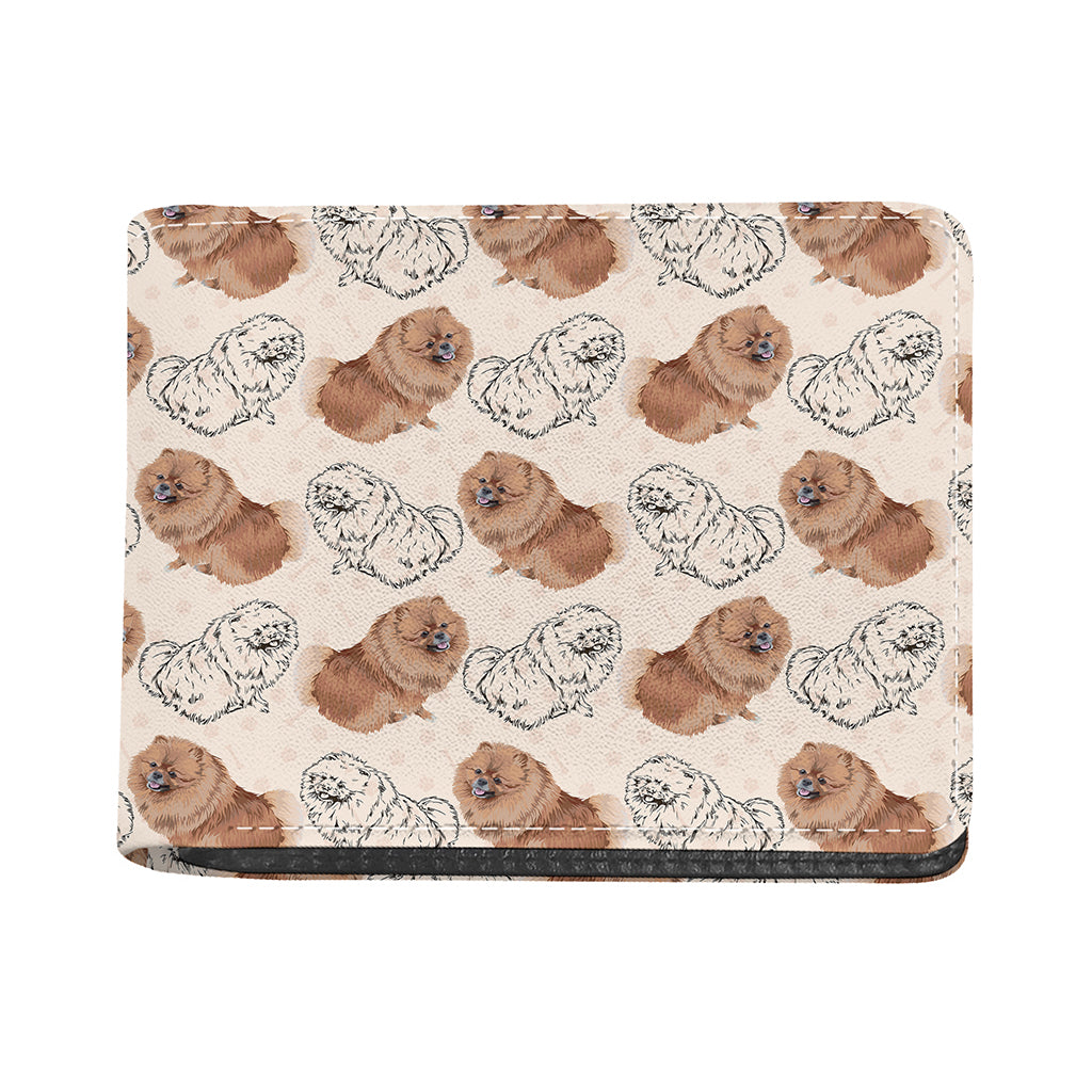 Cute Pomeranian Pattern Print Bifold Wallet