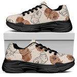 Cute Pomeranian Pattern Print Black Chunky Shoes
