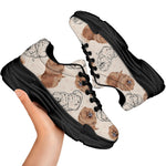 Cute Pomeranian Pattern Print Black Chunky Shoes
