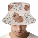 Cute Pomeranian Pattern Print Bucket Hat