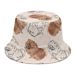 Cute Pomeranian Pattern Print Bucket Hat