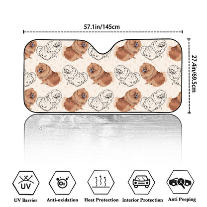 Cute Pomeranian Pattern Print Car Windshield Sun Shade