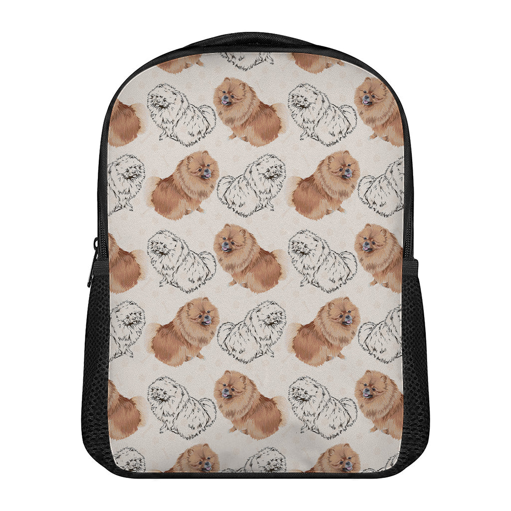 Cute Pomeranian Pattern Print Casual Backpack