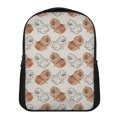 Cute Pomeranian Pattern Print Casual Backpack