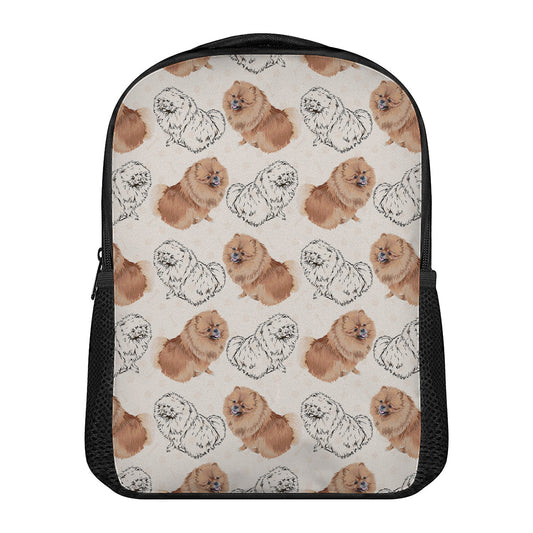 Cute Pomeranian Pattern Print Casual Backpack