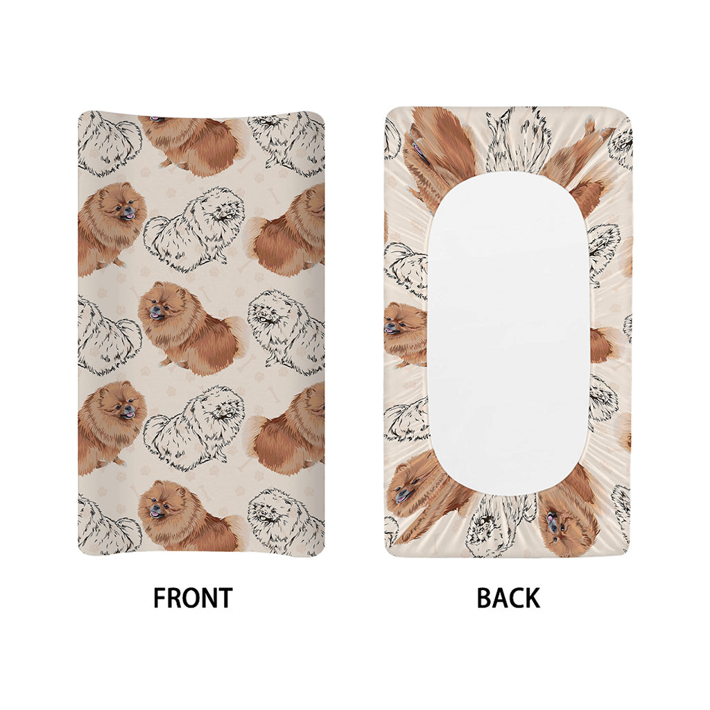 Cute Pomeranian Pattern Print Changing Pad Cover