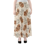 Cute Pomeranian Pattern Print Chiffon Maxi Skirt