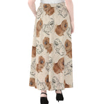 Cute Pomeranian Pattern Print Chiffon Maxi Skirt