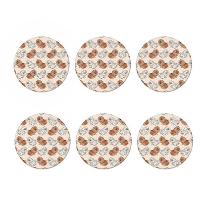Cute Pomeranian Pattern Print Coaster Set