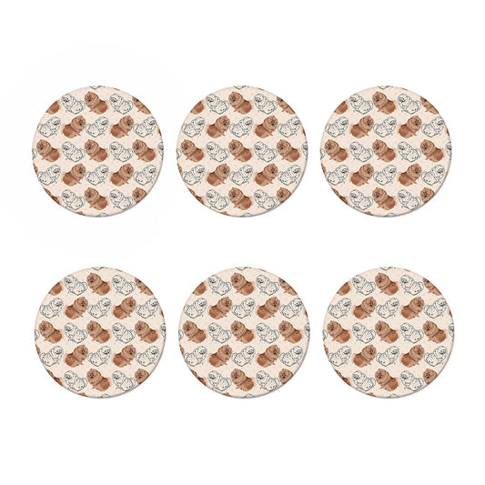 Cute Pomeranian Pattern Print Coaster Set