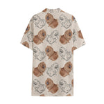 Cute Pomeranian Pattern Print Cotton Hawaiian Shirt