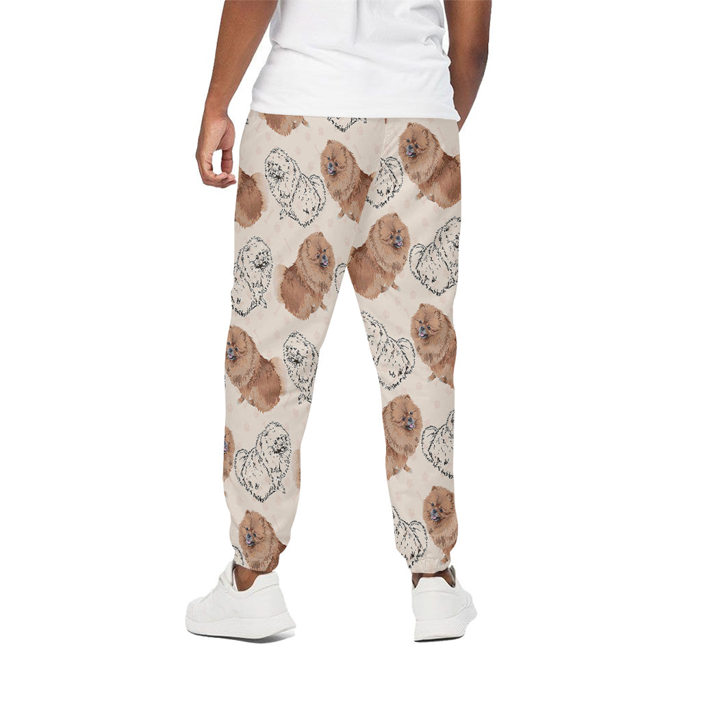 Cute Pomeranian Pattern Print Cotton Pants
