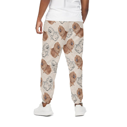 Cute Pomeranian Pattern Print Cotton Pants