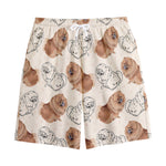 Cute Pomeranian Pattern Print Cotton Shorts