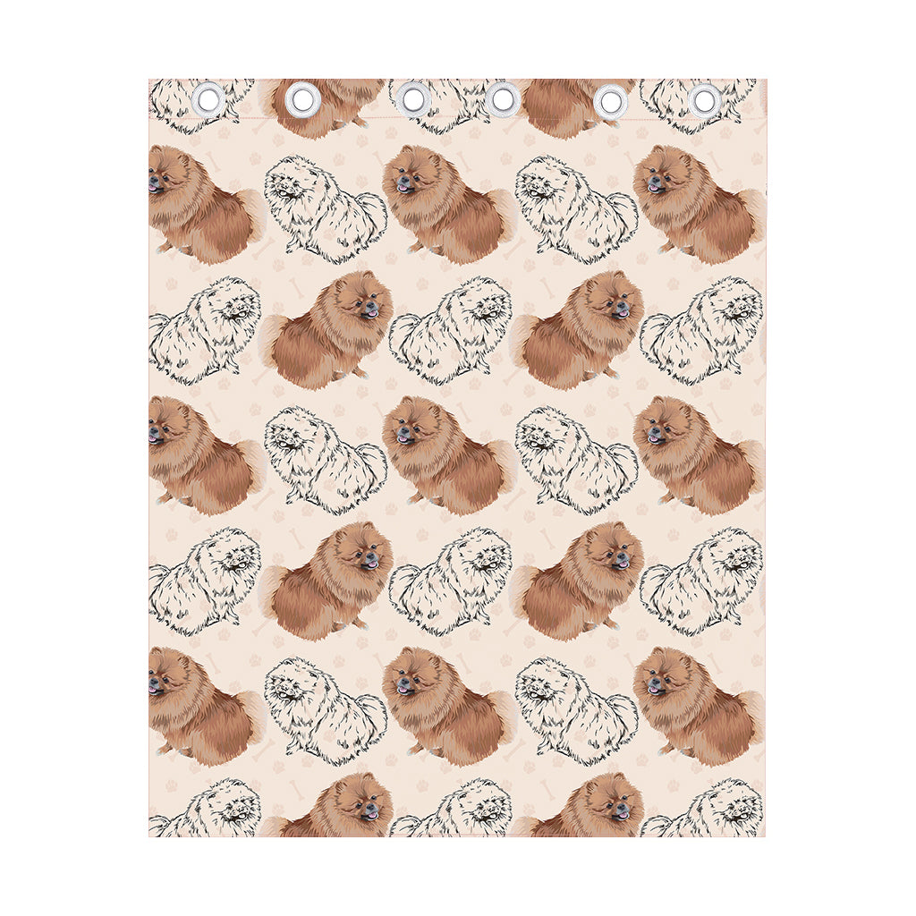 Cute Pomeranian Pattern Print Curtain