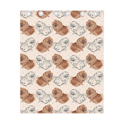 Cute Pomeranian Pattern Print Curtain