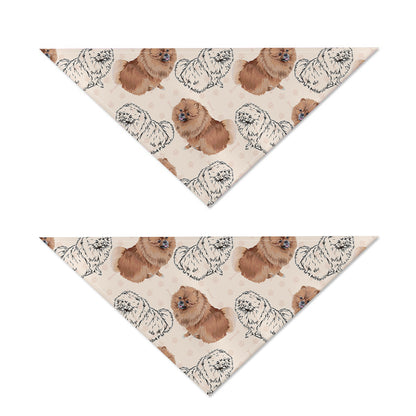 Cute Pomeranian Pattern Print Dog Bandana