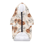 Cute Pomeranian Pattern Print Dog Zip Up Hoodie