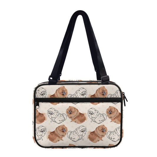 Cute Pomeranian Pattern Print Double Strap Bible Bag