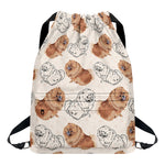 Cute Pomeranian Pattern Print Drawstring Backpack