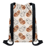 Cute Pomeranian Pattern Print Drawstring Backpack