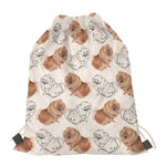 Cute Pomeranian Pattern Print Drawstring Bag