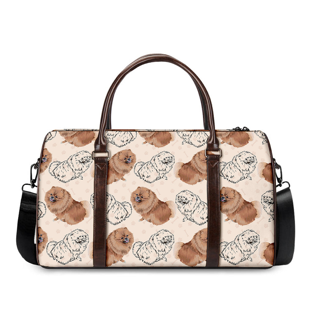Cute Pomeranian Pattern Print Duffle Bag