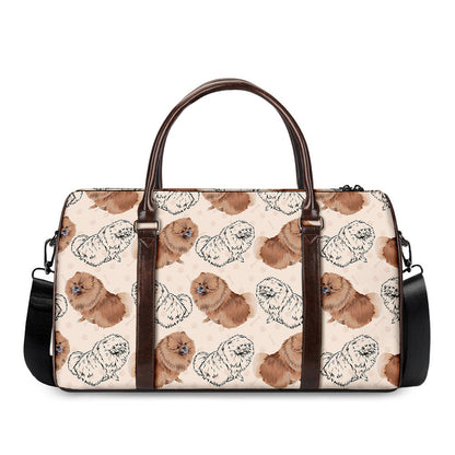 Cute Pomeranian Pattern Print Duffle Bag