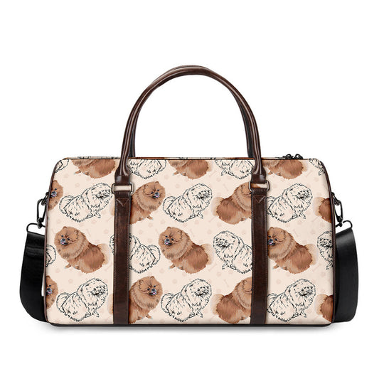 Cute Pomeranian Pattern Print Duffle Bag