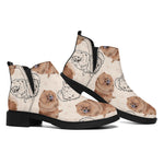 Cute Pomeranian Pattern Print Flat Ankle Boots