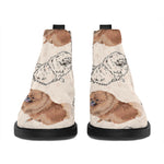 Cute Pomeranian Pattern Print Flat Ankle Boots