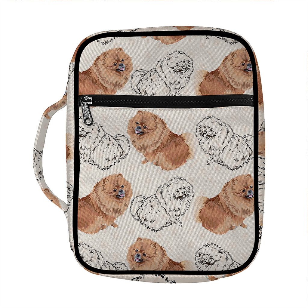 Cute Pomeranian Pattern Print Front Pocket Bible Bag