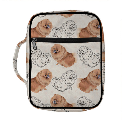 Cute Pomeranian Pattern Print Front Pocket Bible Bag