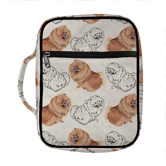 Cute Pomeranian Pattern Print Front Pocket Bible Bag