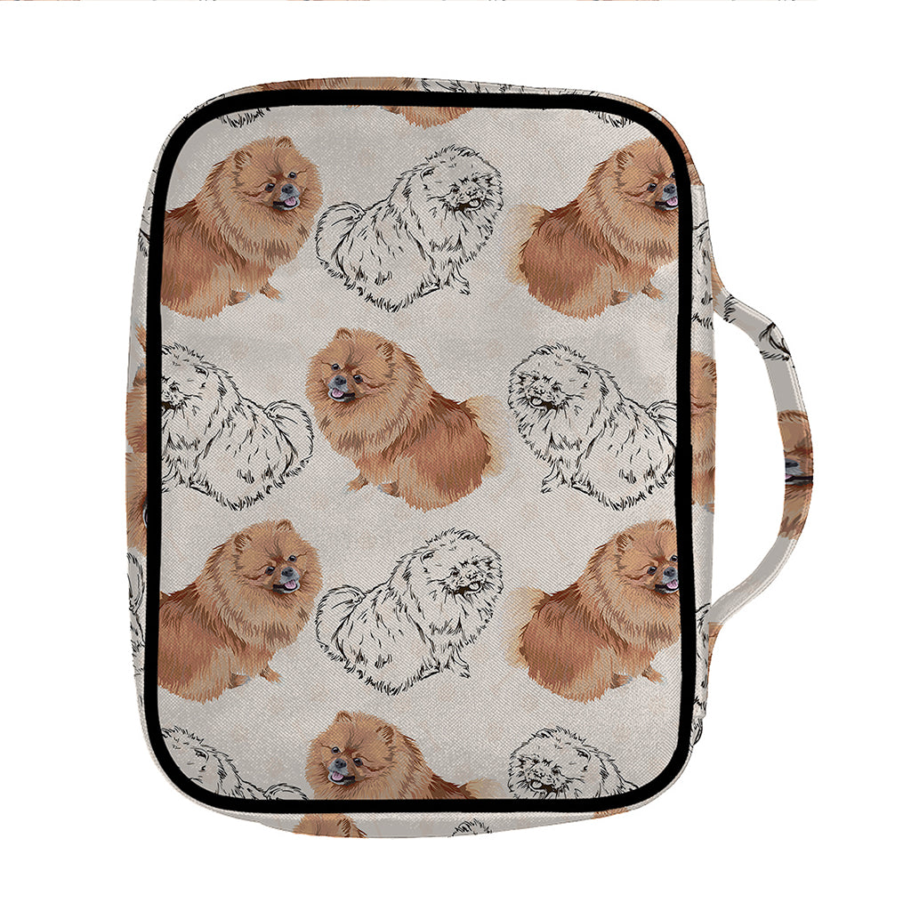 Cute Pomeranian Pattern Print Front Pocket Bible Bag