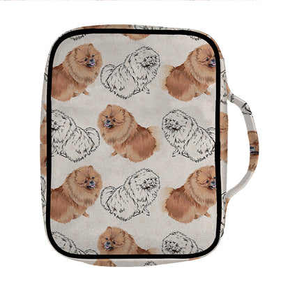 Cute Pomeranian Pattern Print Front Pocket Bible Bag