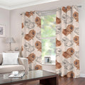 Cute Pomeranian Pattern Print Grommet Curtains