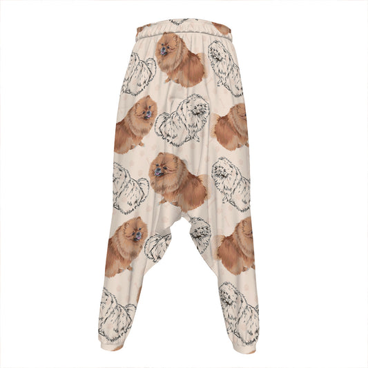 Cute Pomeranian Pattern Print Hammer Pants