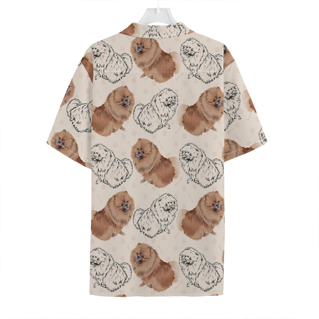 Cute Pomeranian Pattern Print Hawaiian Shirt